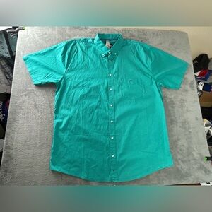 Resistol Western Cowboy Button Up Shirt Turquoise 2XL XXL Short Sleeve New NWT
